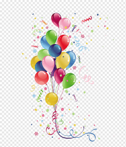 Party Balloon Birthday Transparent PNG with Colorful Balloons and Ribbon.