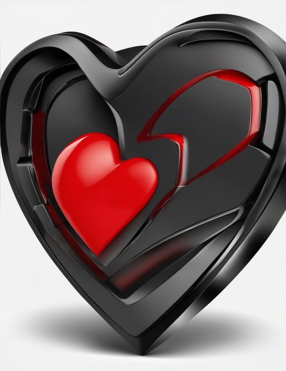 Heart PNG black and Red