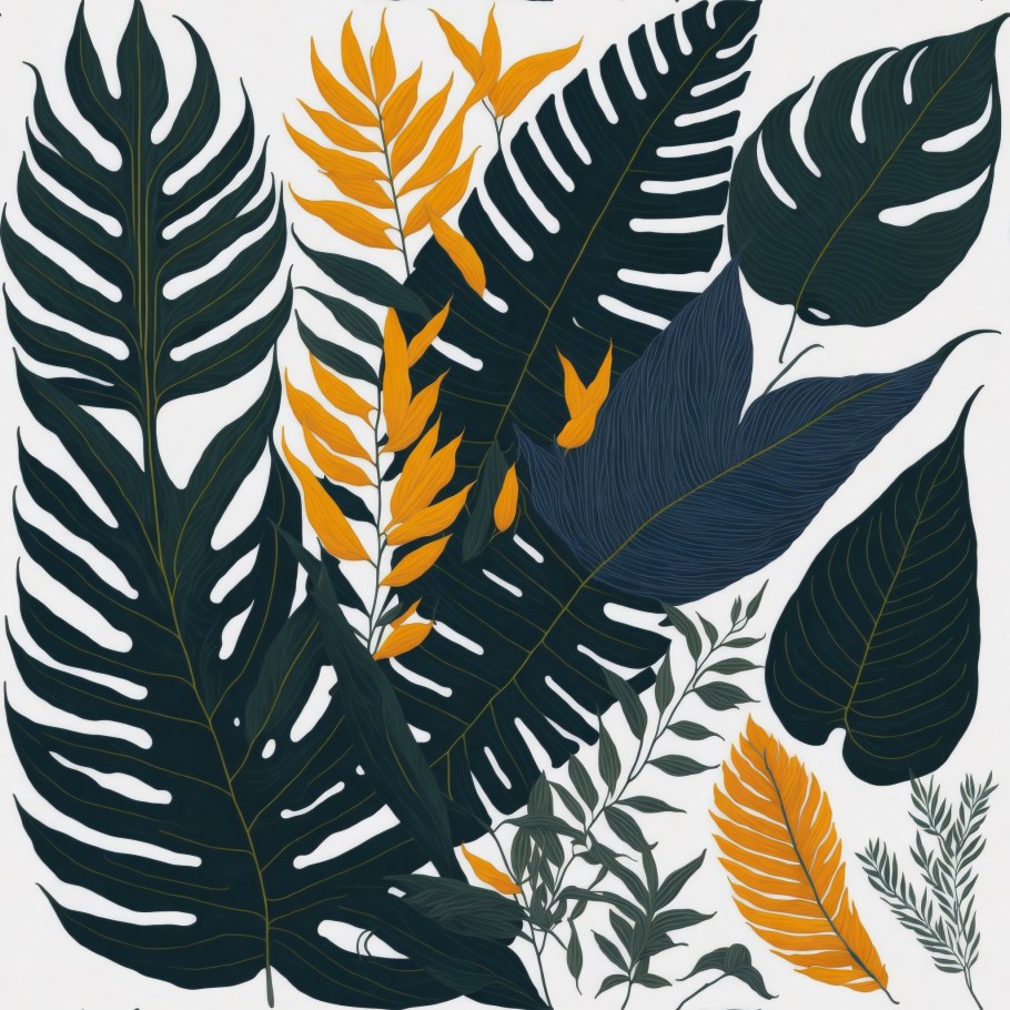 colorful tropical leaves PNG