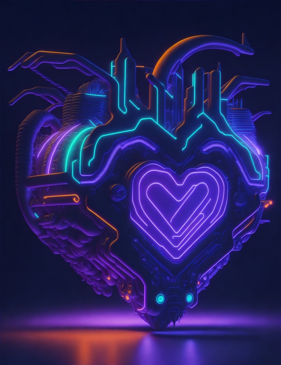 futuristic heart PNG